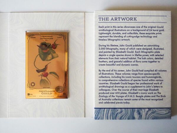 Oronote oro puro 999.9 ‰ The John & Elisabeth Gould Collection A Monograph of the Trochilidae Vol.01 - immagine 3